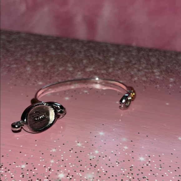 Avon Vintage Silver, Gold Tone Abalone Hinged Bangle Bracelet - Picture 9 of 9